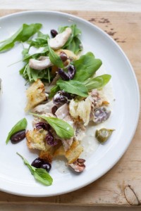 Chicken Arugula with Buttermilk Dressing. From I8tonite: with Chef Hugh Acheson featuring Butter Lettuce Salad with Feta, Radish and a Dill Pickle Vinaigrette