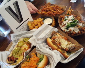 Sausages, poutine, fries, cheese curds from Vanguard. i8tonite: A Cheat Sheet to Eating in Milwaukee