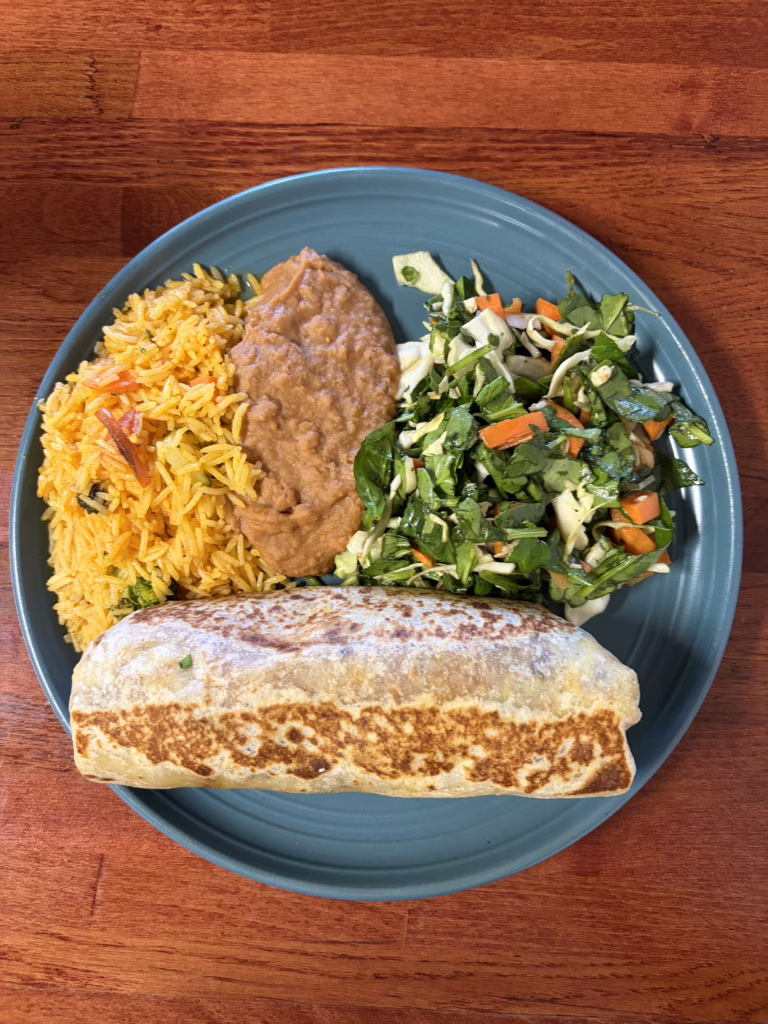 Vegetarian breakfast burrito at Tumerico.
